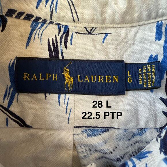 Polo Ralph Lauren Shirt L White Multicolor Fishing Vacation Hawaii Party RRL - Picture 6 of 8